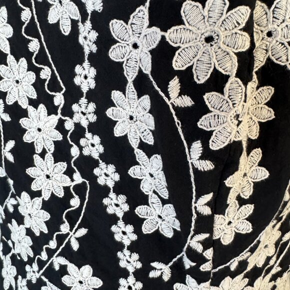 Sezane Dorotha Dress Ecru Embroidery/ Black - Size 14 - Picture 3 of 6